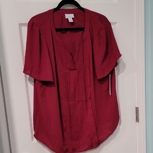 Liz Claiborne Red Relaxed Dolman Sleeve Blouse